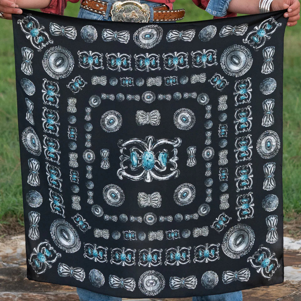 Fringe Scarf Turq and Concho
