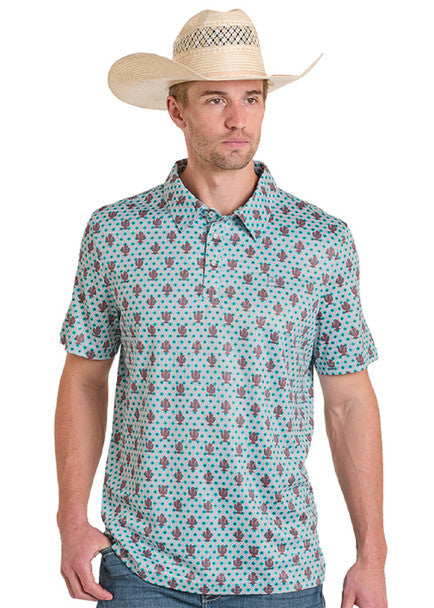 Panhandle Slim Turquoise Cactus Polo