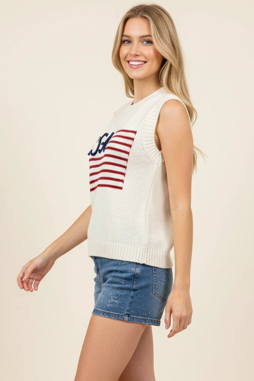Pinch American Flag Sweater Top