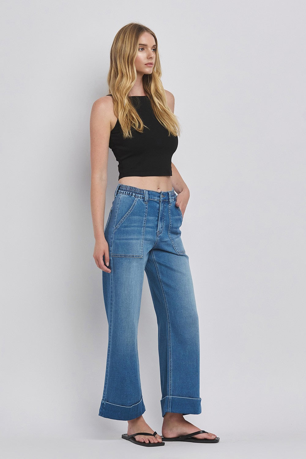 Vervet High Rise Baggy Cuffed Wide Leg