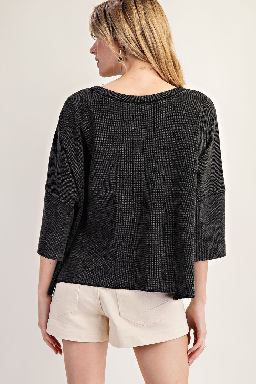 Eesome Black Cropped Short Sleeve Top