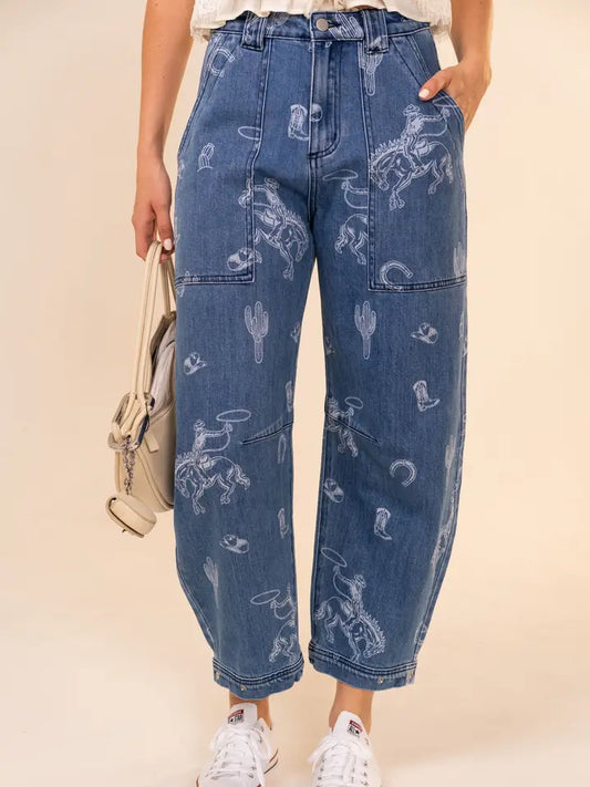 Blue B Western Barrel Jeans