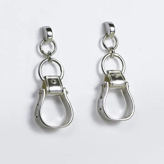 UE-Cheyenne Western Riding Stirrup Earrings Silver