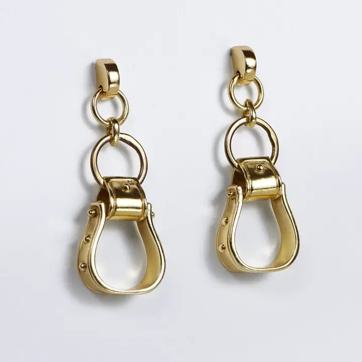 UE-Cheyenne Western Riding Stirrup Earrings Gold