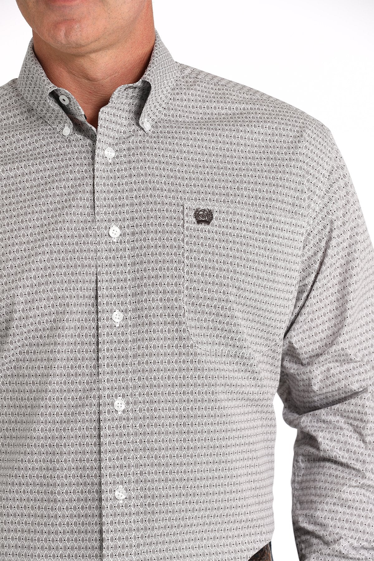 Cinch White/Black Geo Print Shirt