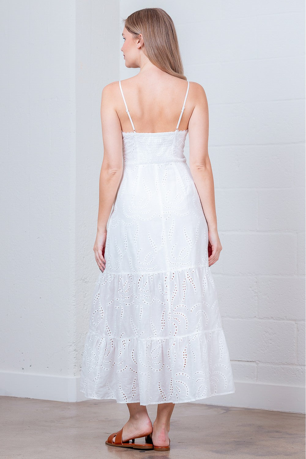 Taelynn White Eyelet Cami Dress