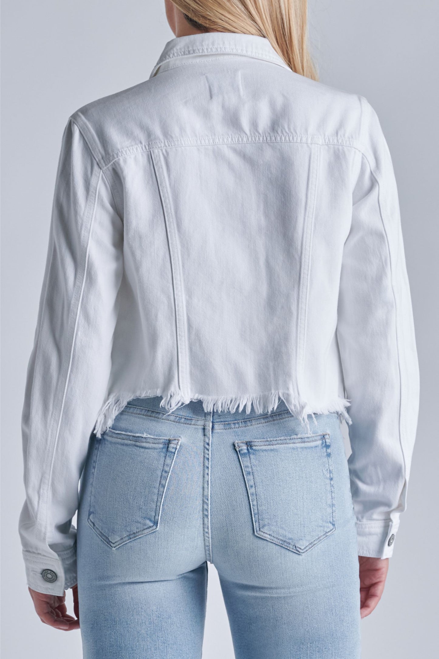 Hidden White Distressed Denim Jacket