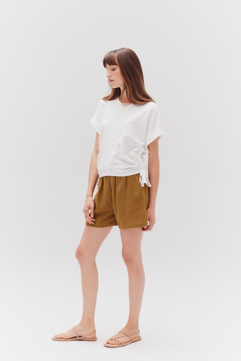 G&G Side Scrunch Tee White