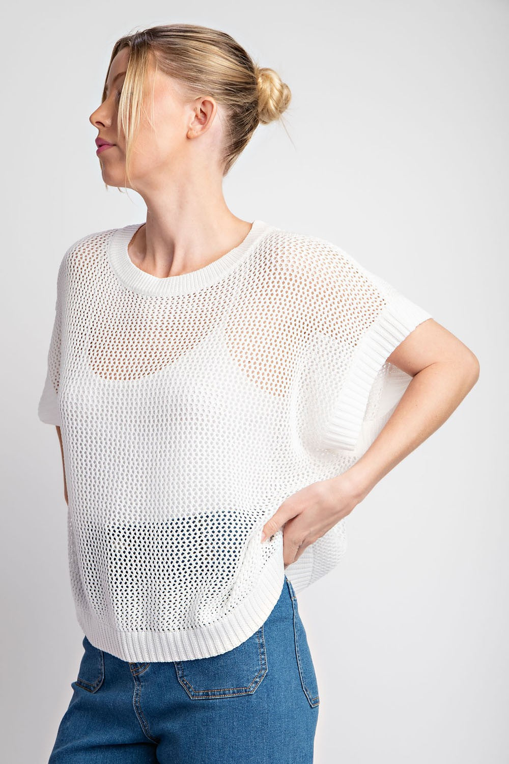 Eesome Loose Knit Short Sleeve Sweater