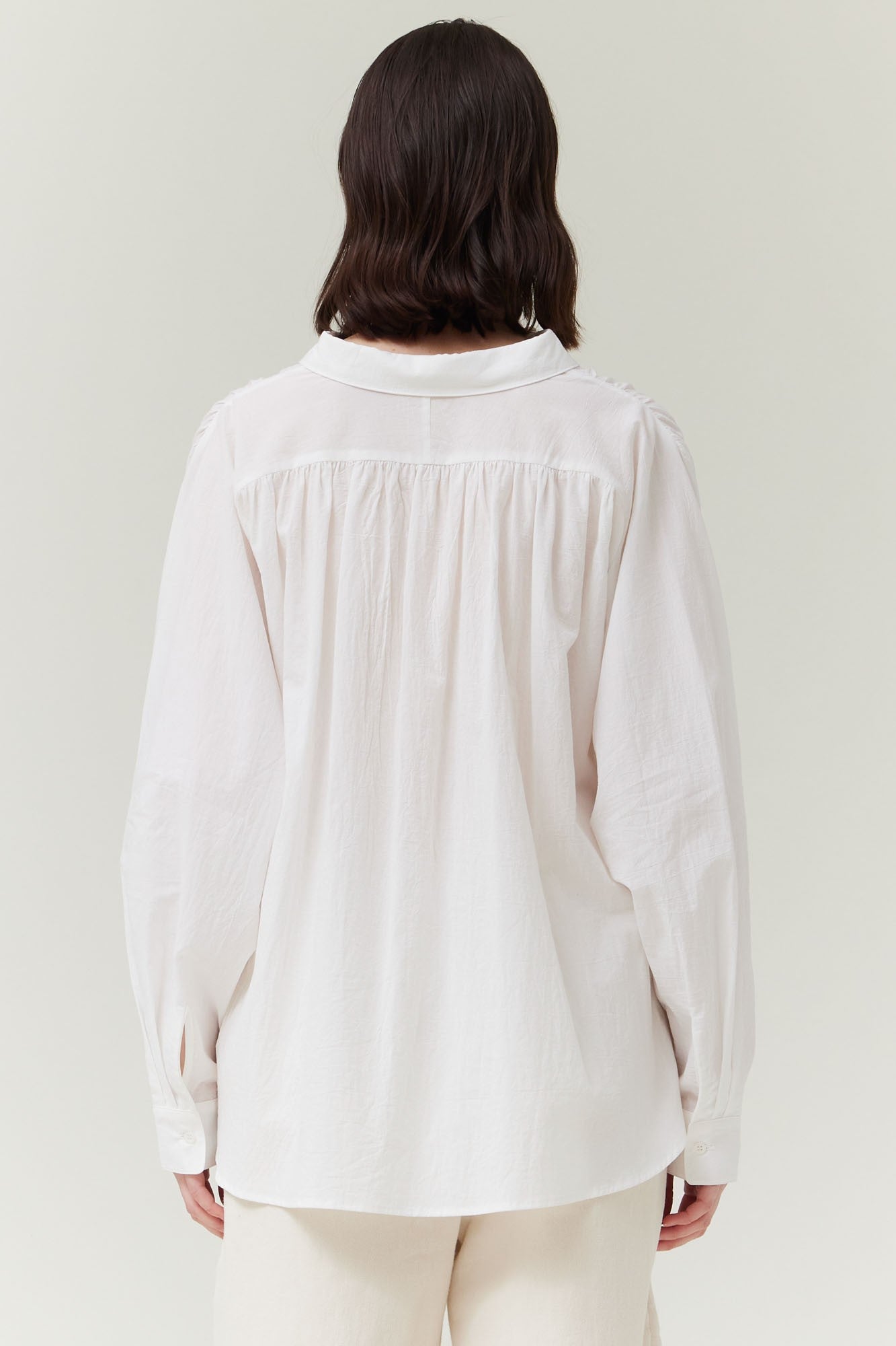 G&G White Shirred Back Cotton SHirt