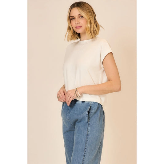 CC Drop Shoulder SS Top White