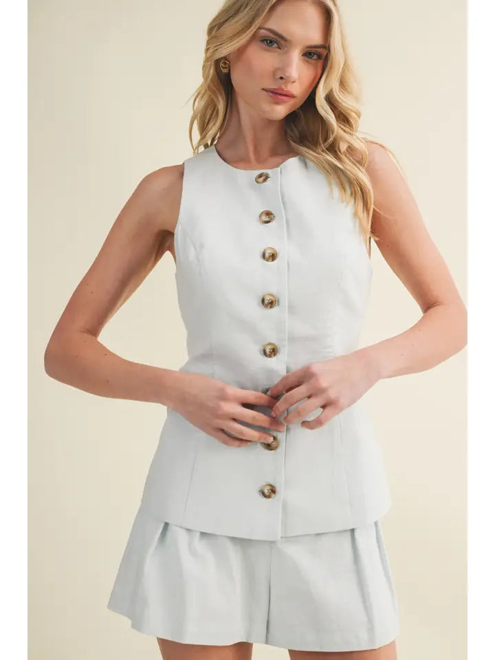 Mustard Seed White Taylored Vest - Petticoat Junction