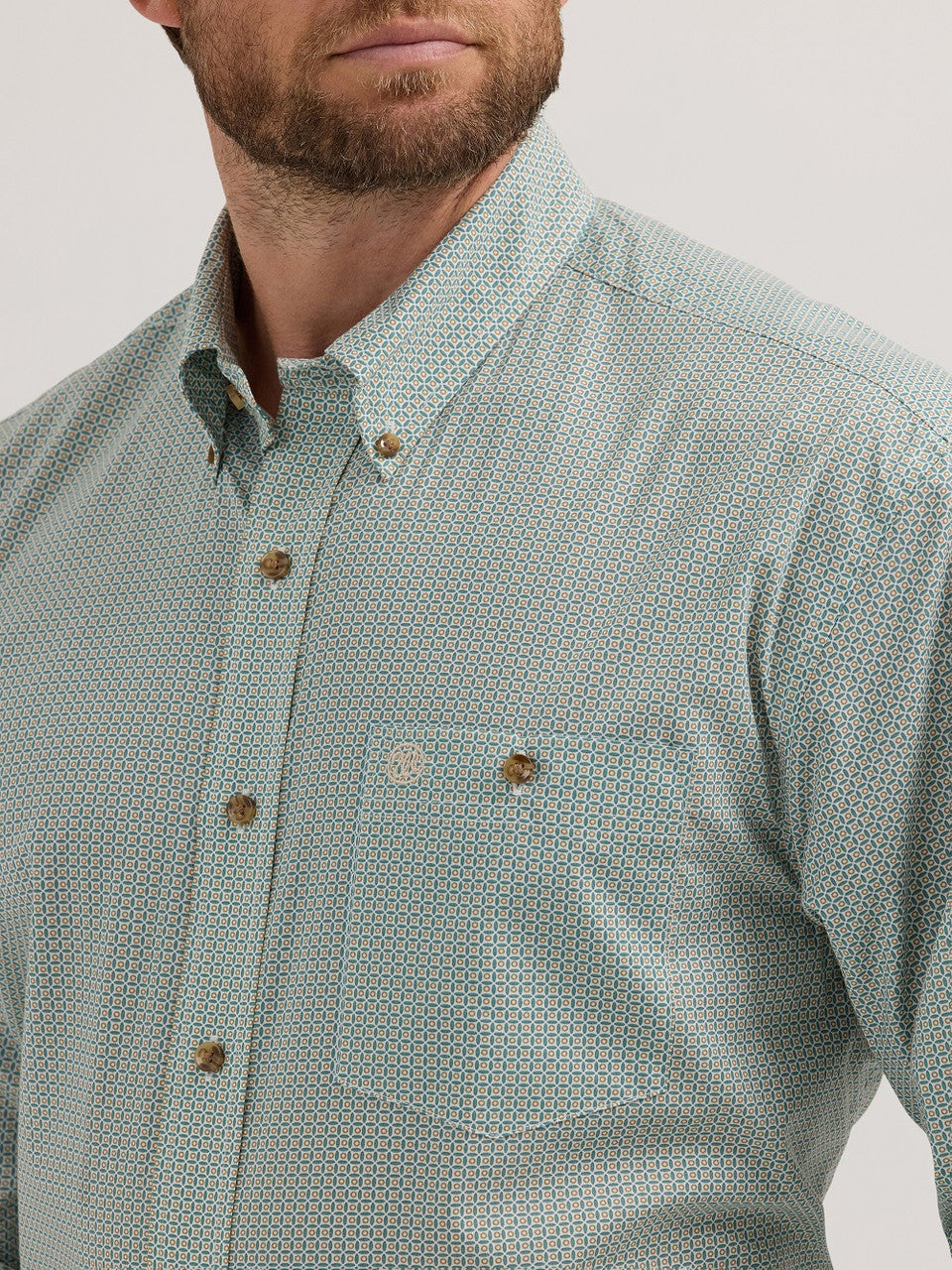 Wrangler Green/Gold Print Shirt