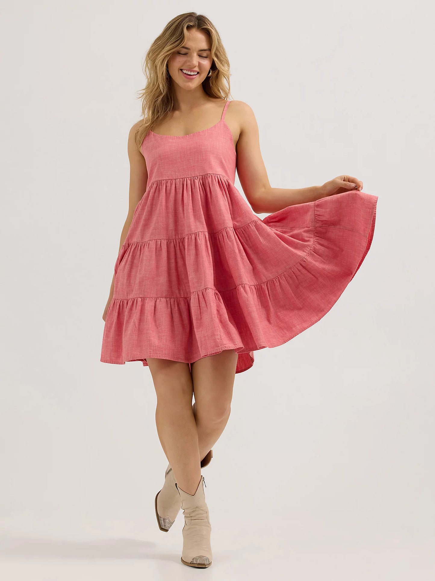 Wrangler Red Strappy Tiered Dress