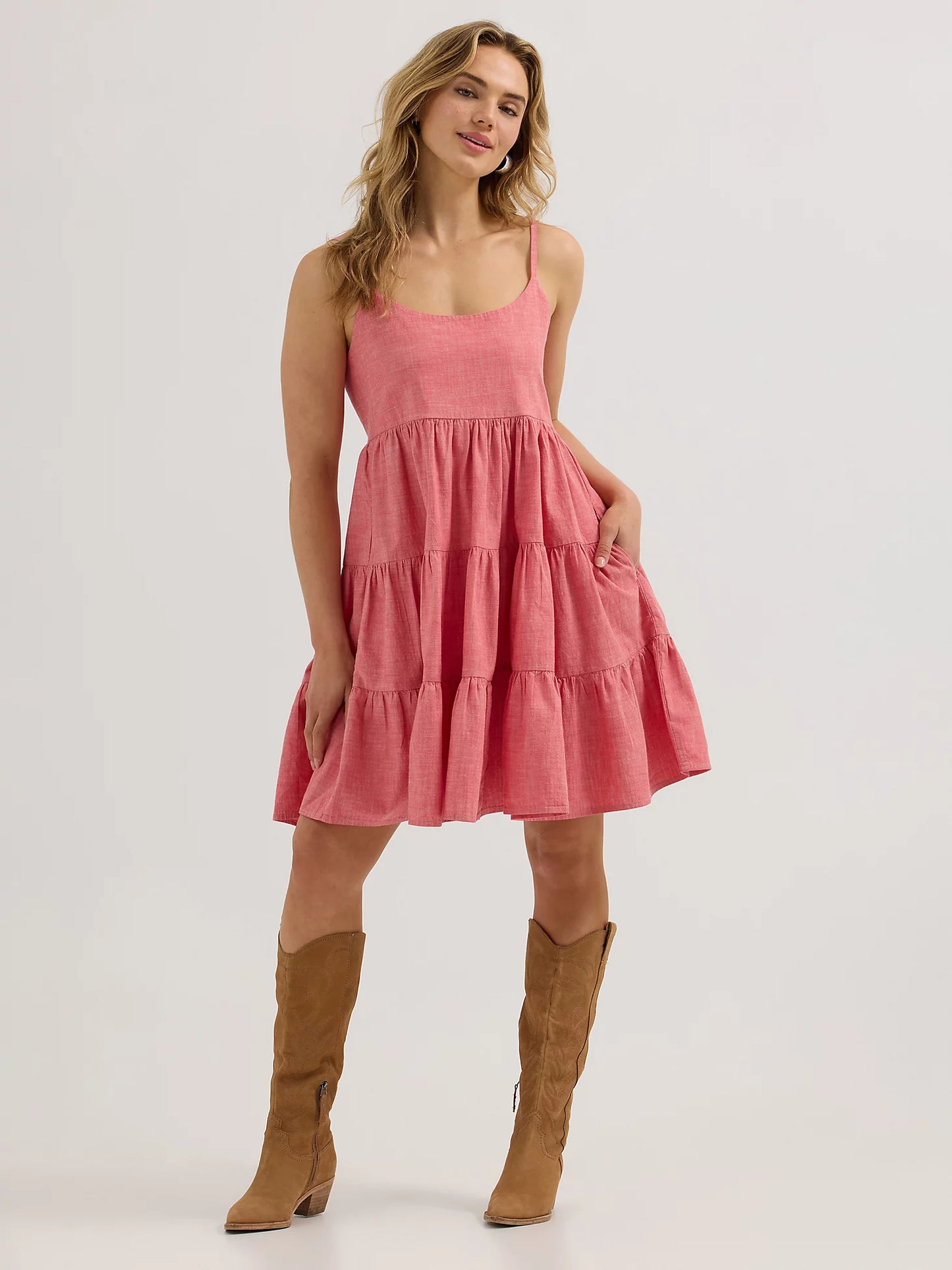Wrangler Red Strappy Tiered Dress