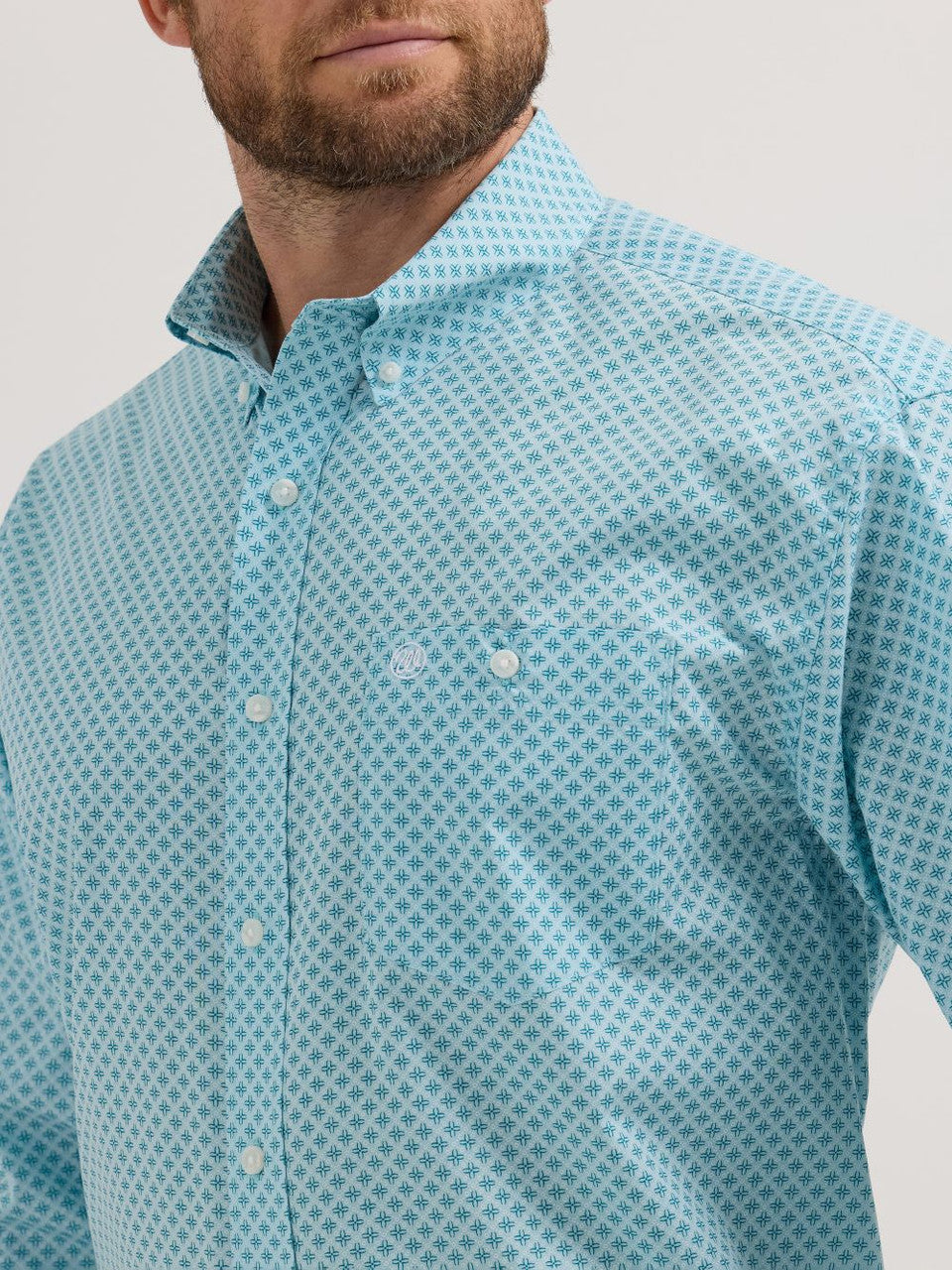 Wrangler Relaxed Fit Classic Teal Print Shirt