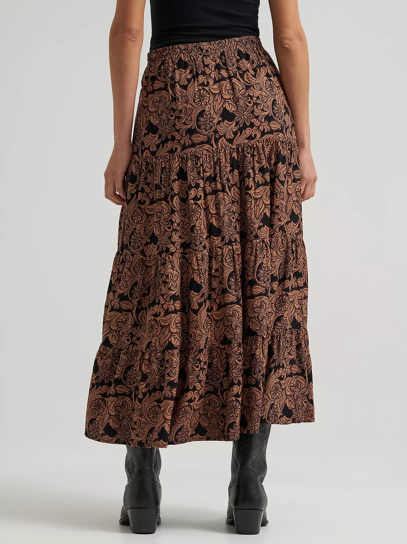 Wrangler Brown Tooled Maxi Skirt