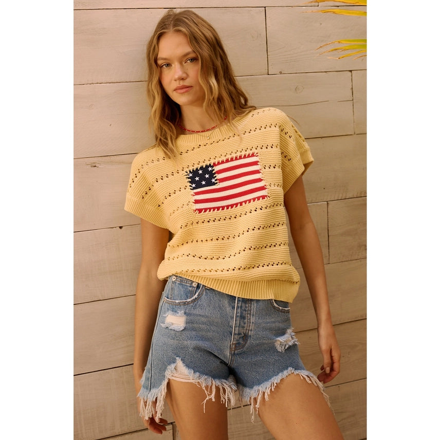 Mittoshop Yellow American Flag Sweater - Petticoat Junction