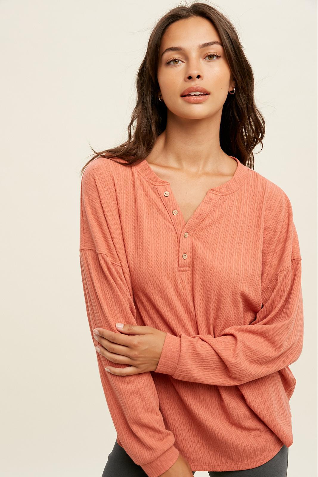 Wishlist Textured Knit Top Ginger