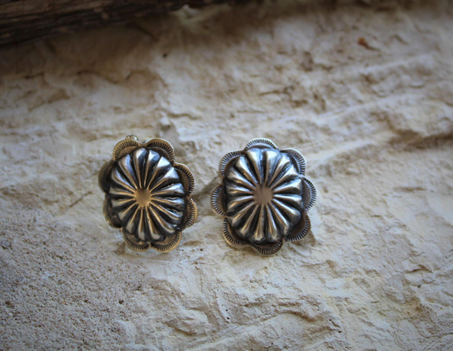 PN Sterling Silver Concho Post Earrings - Petticoat Junction