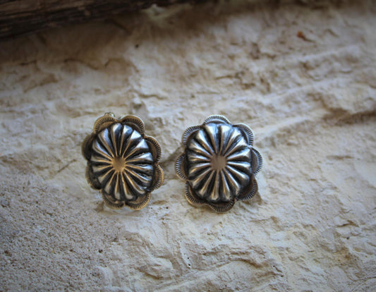 PN Sterling Silver Concho Post Earrings - Petticoat Junction