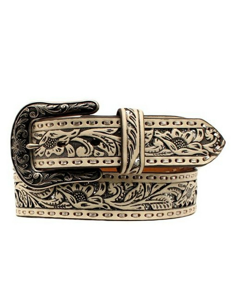 White Tooled Belt