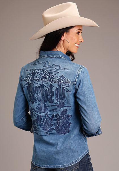 Stetson Cactus Embroidered Top