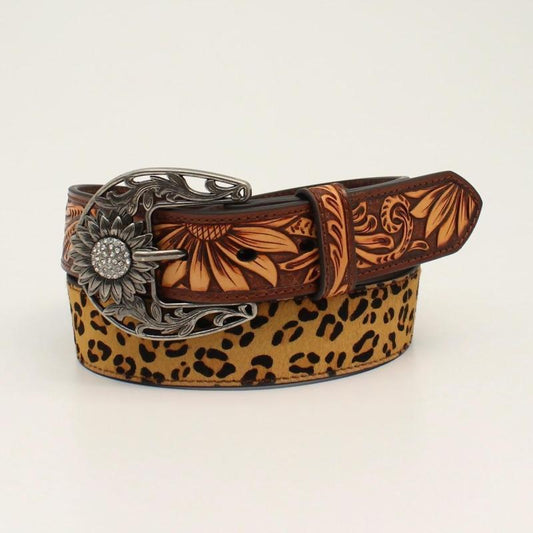 M&F Leopard Sunflower Leather Belt - Petticoat Junction