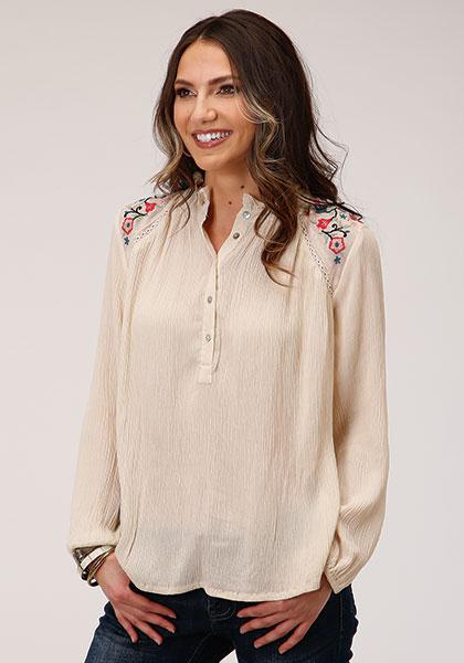 Roper Crinkle Embroidered Blouse