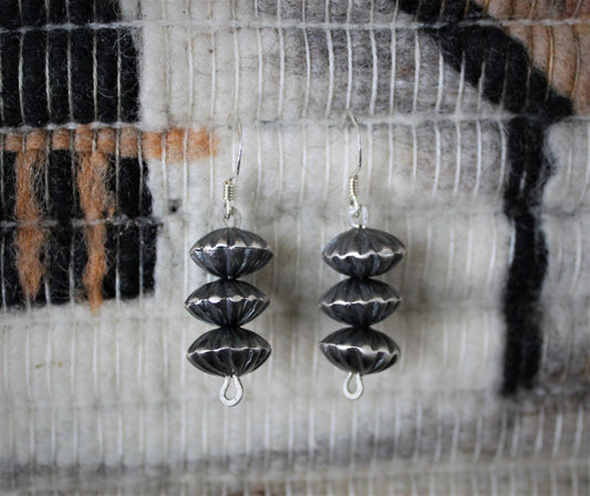 PN Three Carved Navajo Pearl Earrings - Petticoat Junction