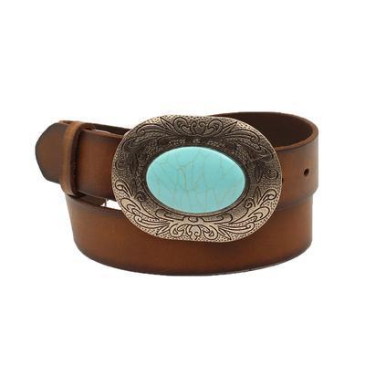M&F Brown Turquoise Stone Buckle Belt - Petticoat Junction