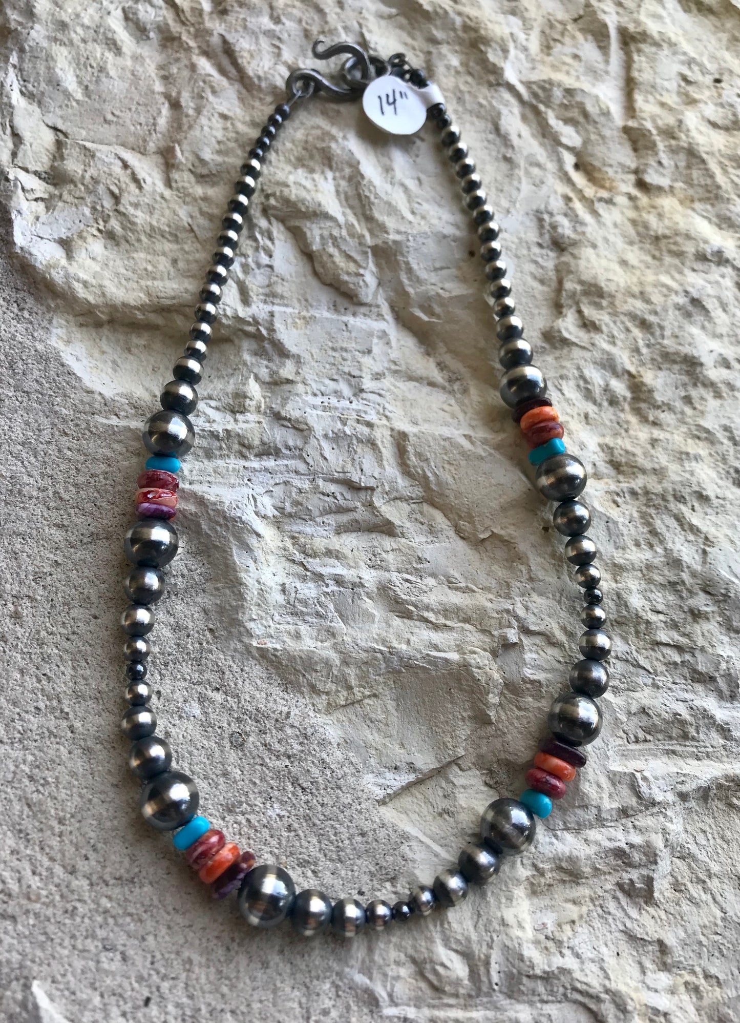 FAT 14" Spiny Oyster/Turquoise/Navajo Pearl Choker