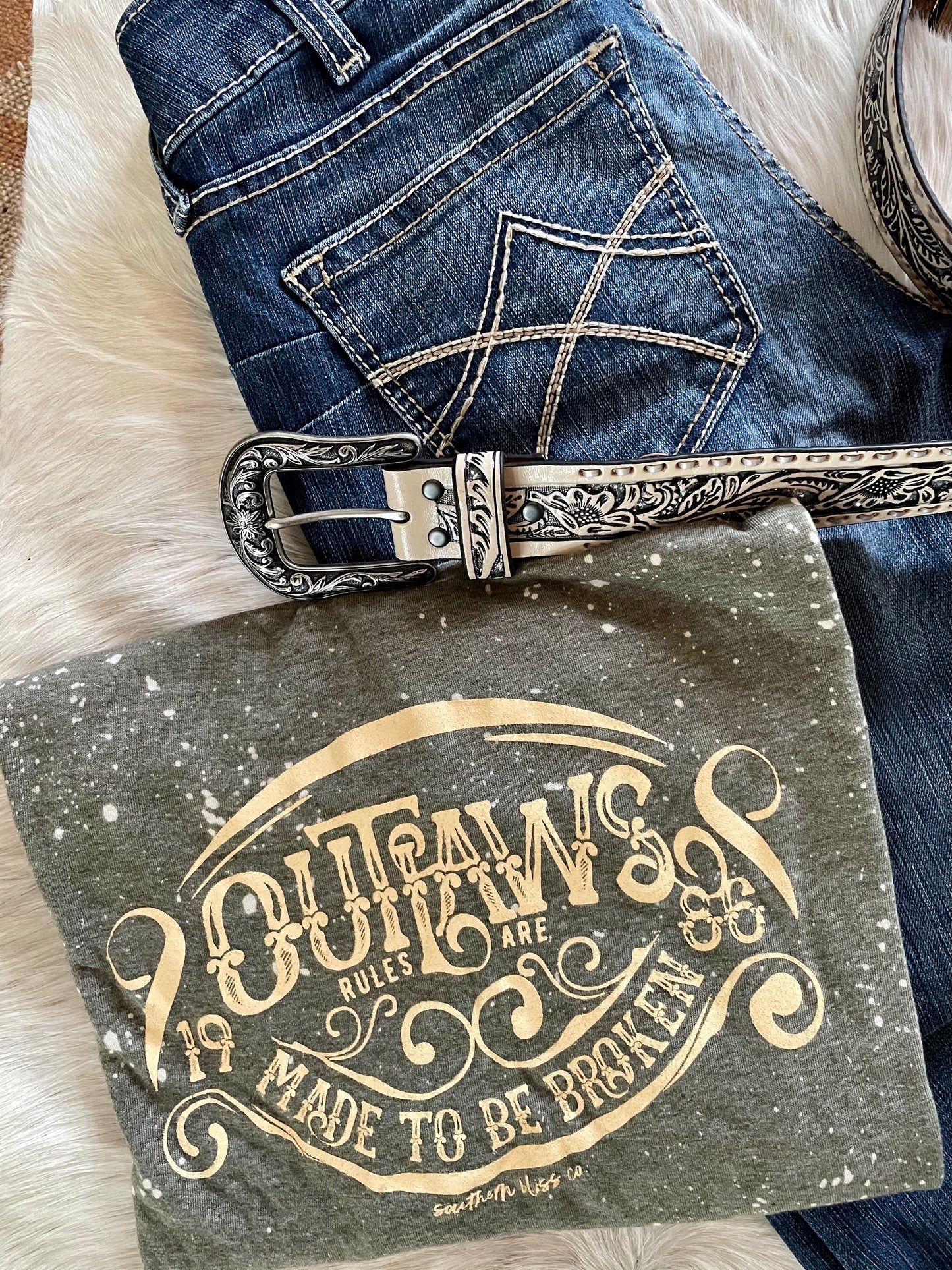 White Tooled Belt - Petticoat Junction