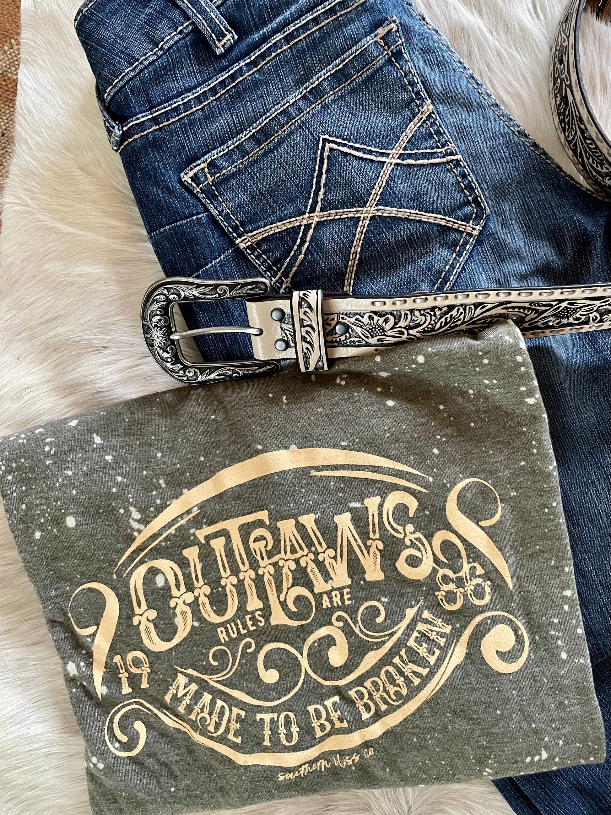 White Tooled Belt - Petticoat Junction
