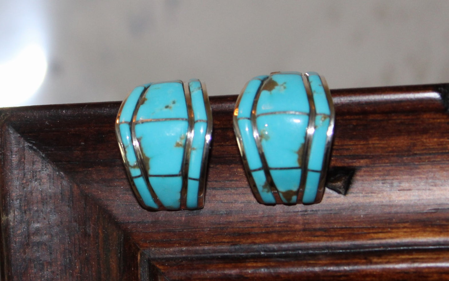 PN Turquoise Inlay Half Hoop Earrings